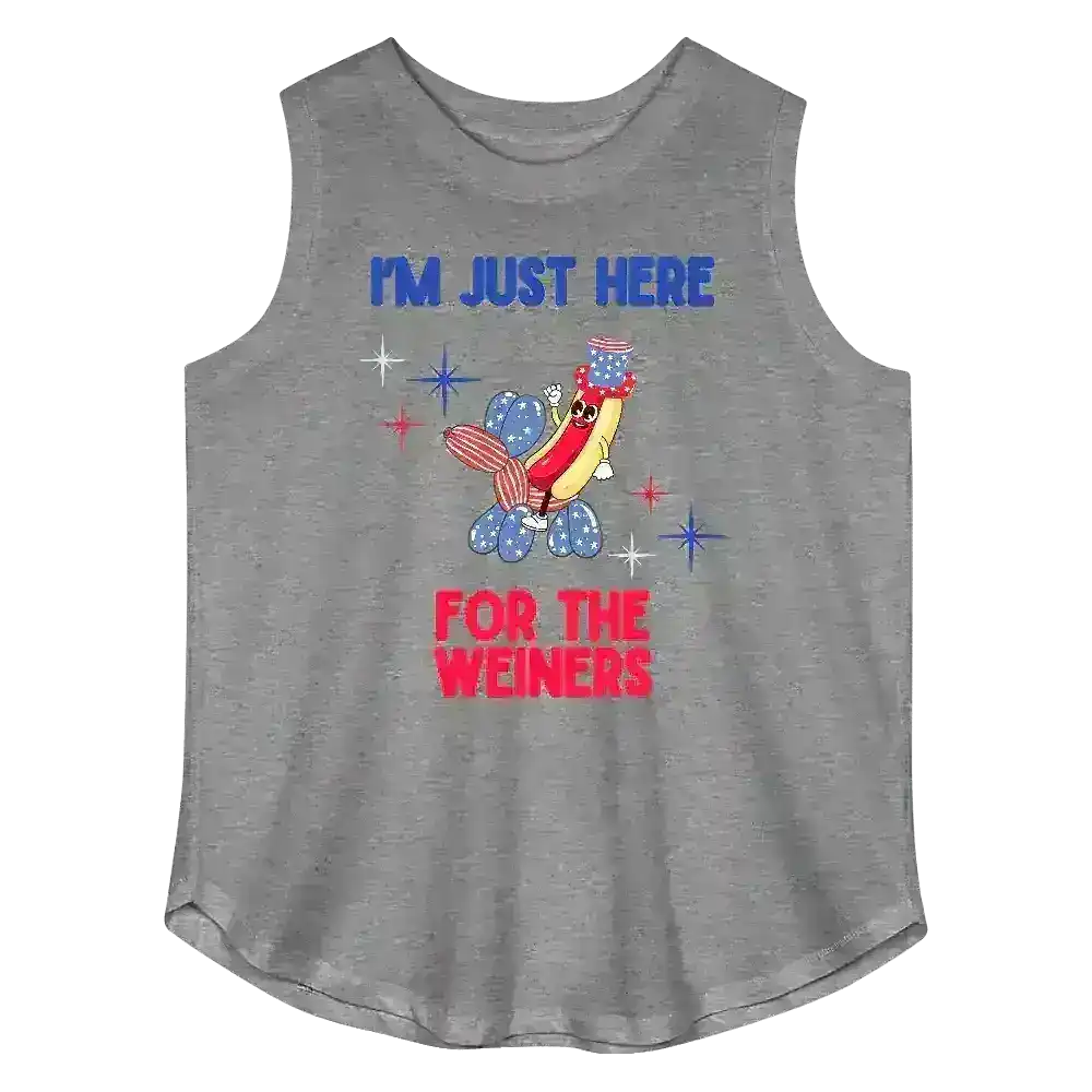 I'm Just Here For The Weiners Patriotic BBQ Humor Curvy Relaxed Tank - Cady Creations