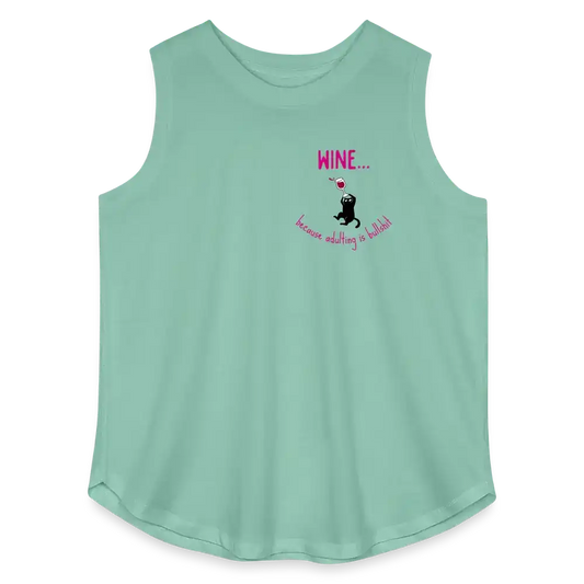 Wine Because Adulting Is Bullshit - Women's Curvy Tank - saltwater