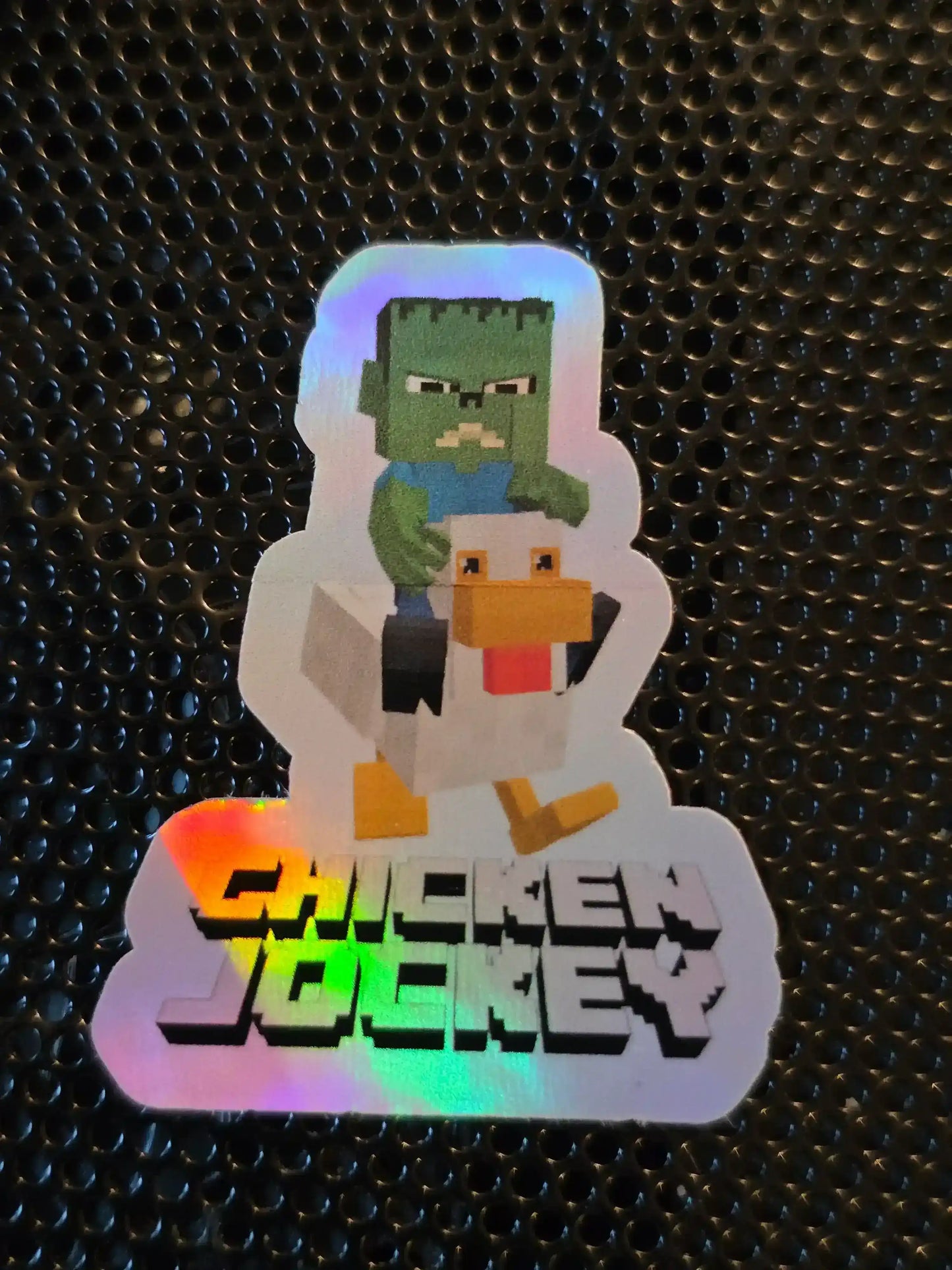 Chicken Jockey | Pixel Zombie Riding Chicken | Gamer Vinyl Sticker