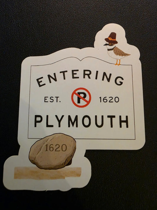 Entering Plymouth Vinyl Sticker | Funny Massachusetts Parking Humor