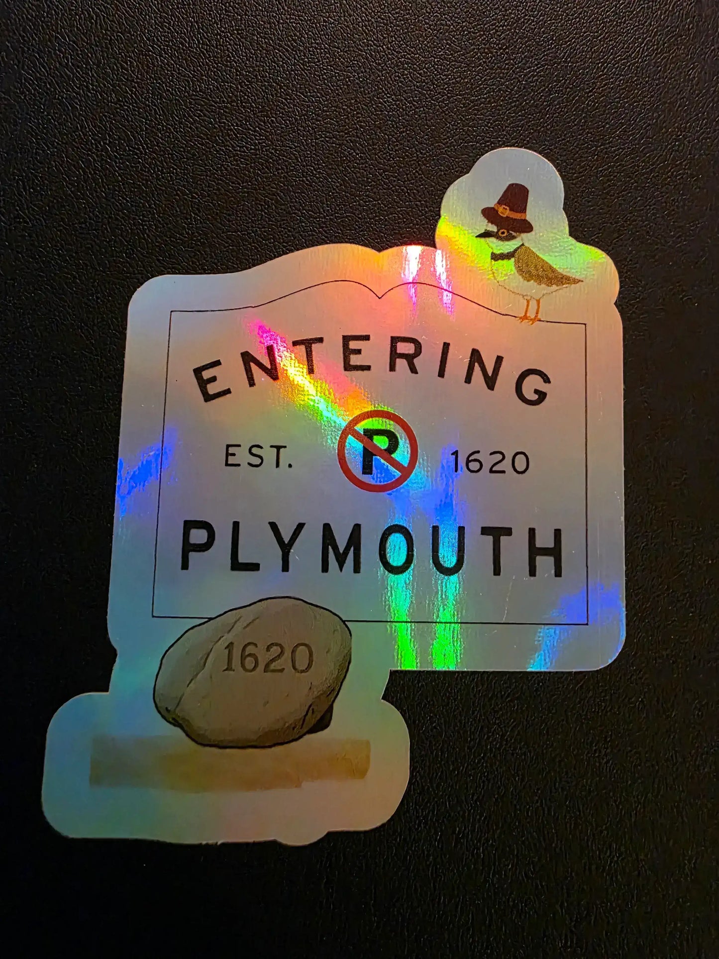 Entering Plymouth Vinyl Sticker | Funny Massachusetts Parking Humor