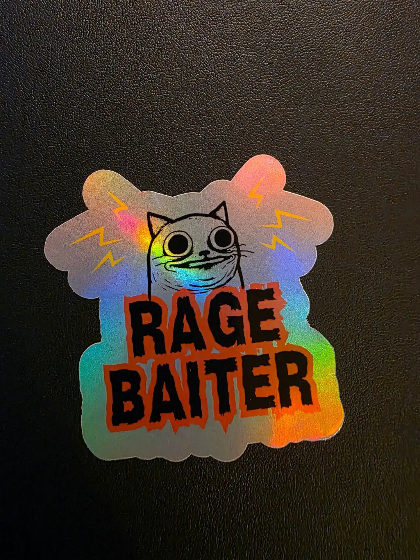 Rage Baiter Vinyl Sticker | Meme Cat Internet Humor