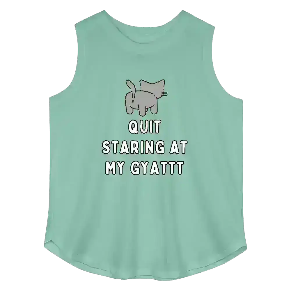 Quit Staring At My Gyattt Cat Curvy Relaxed Tank - Cady Creations
