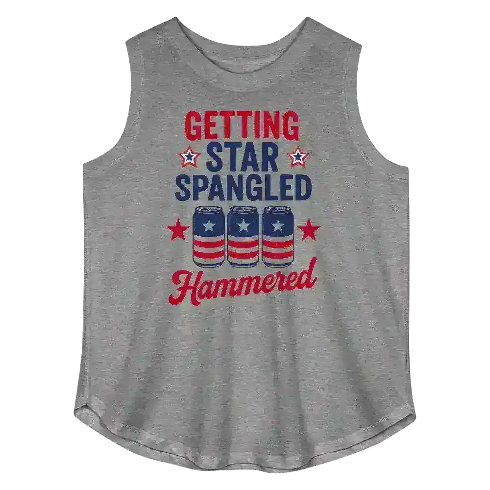 Getting Star Spangled Hammered Patriotic Curvy Relaxed Tank - Cady Creations