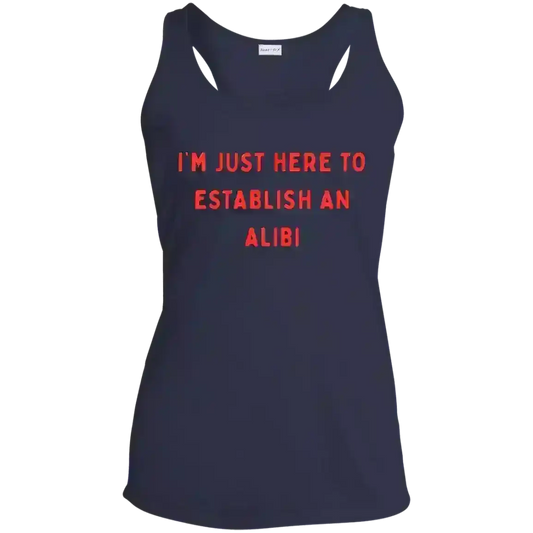 Establishing An Alibi - Racerback Tank - Cady Creations