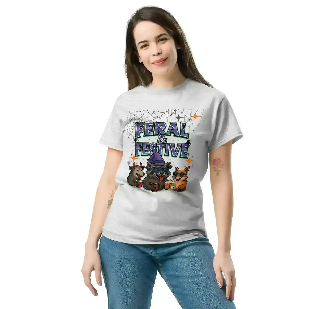 Feral & Festive Unisex Tee - Spooky Season Halloween Humor - Cady Creations