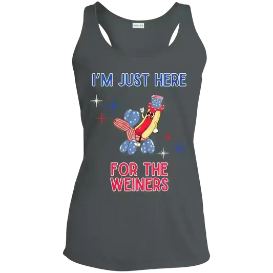 I'm Just Here For The Weiners - Racerback Tank - Cady Creations