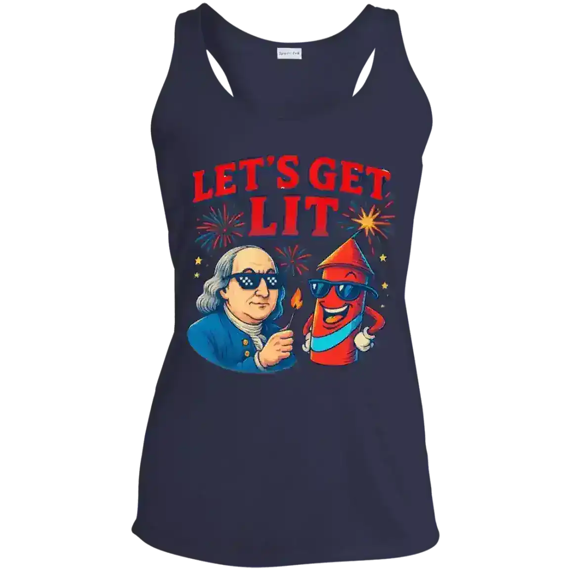 Let's Get Lit July 4th Patriotic Humor Racerback Tank - Cady Creations