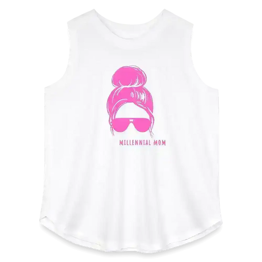 Millennial Mom Messy Bun Life Curvy Relaxed Tank - Cady Creations