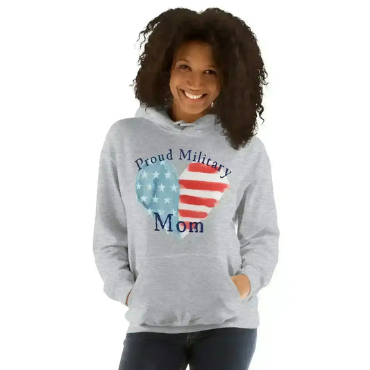 Proud Military Mom Patriotic Heart - Pullover Hoodie - Cady Creations