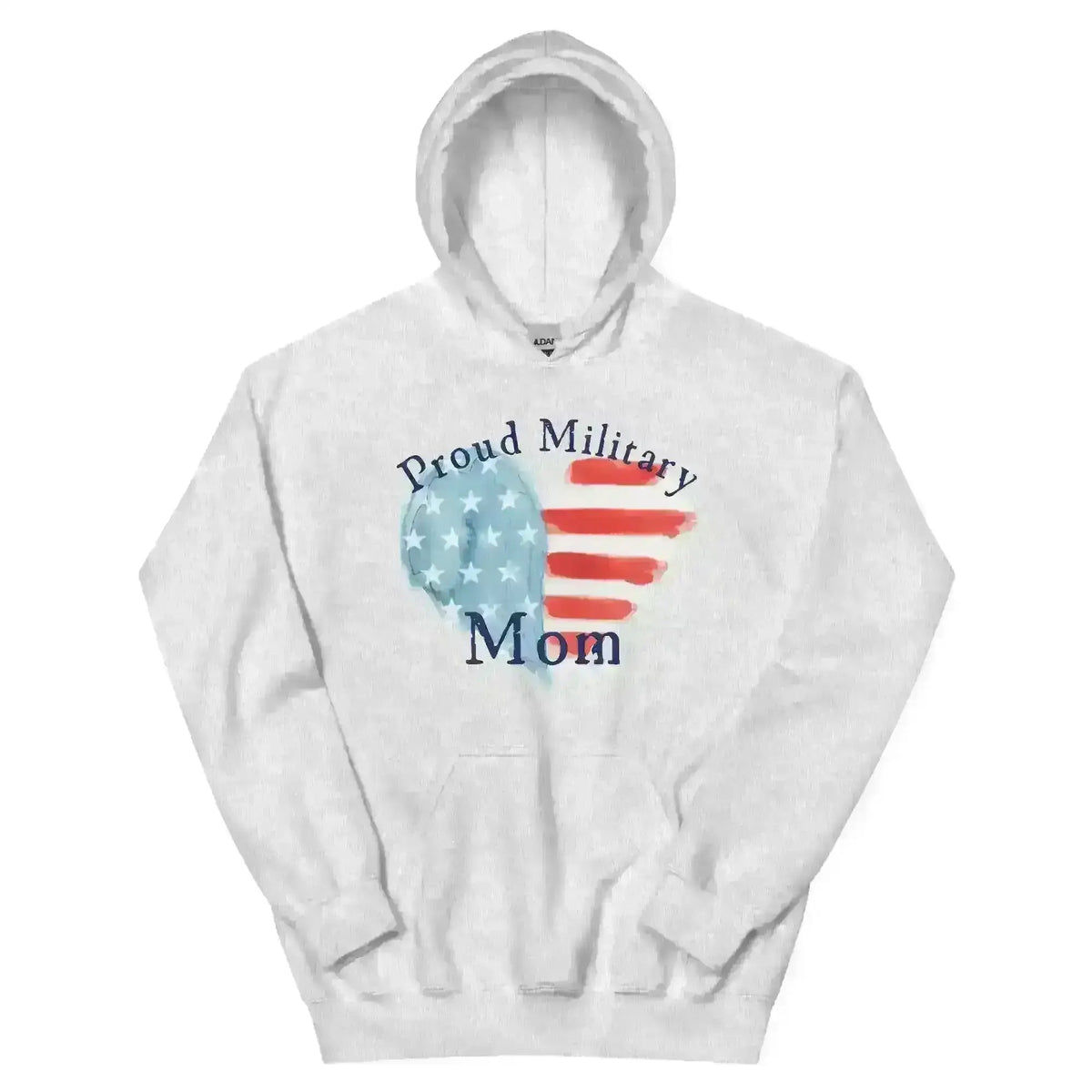 Proud Military Mom Patriotic Heart - Pullover Hoodie - Cady Creations