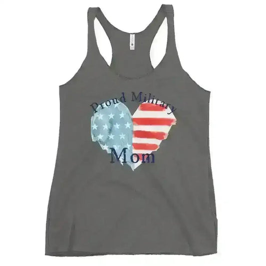 Proud Military Mom Patriotic Heart - Raceback Tank - Cady Creations
