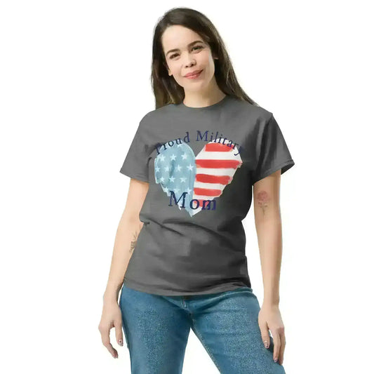 Proud Military Mom Patriotic Heart Unisex Graphic Tee - Cady Creations