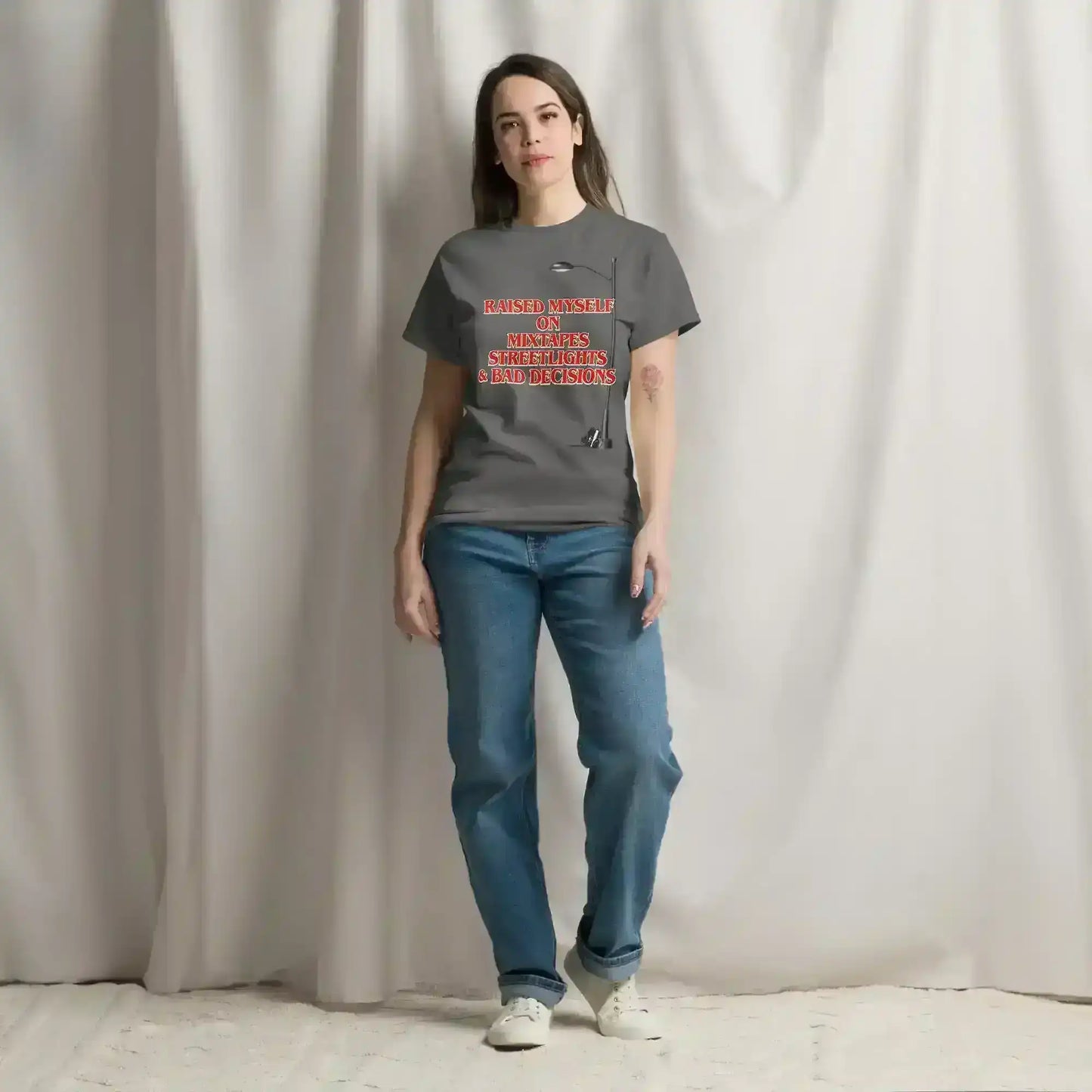 Raised Myself On Mixtapes Streetlights & Bad Decisions 80s Unisex Tee - Cady Creations