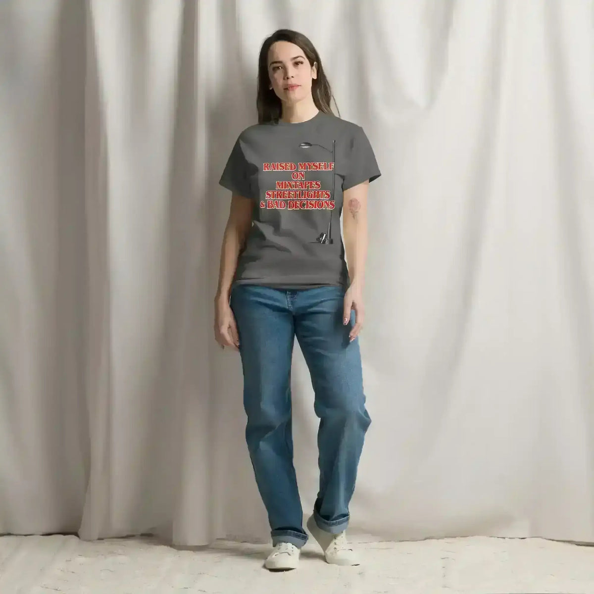 Raised Myself On Mixtapes Streetlights & Bad Decisions 80s Unisex Tee - Cady Creations