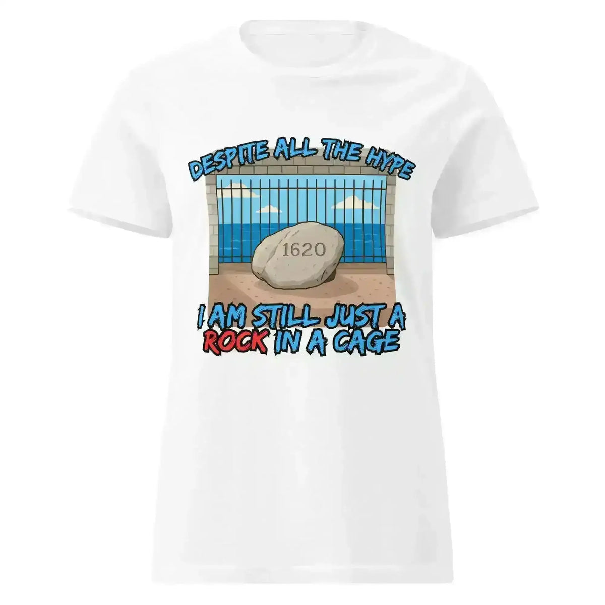 Rock In A Cage Plymouth Rock - Fitted Tee - Cady Creations