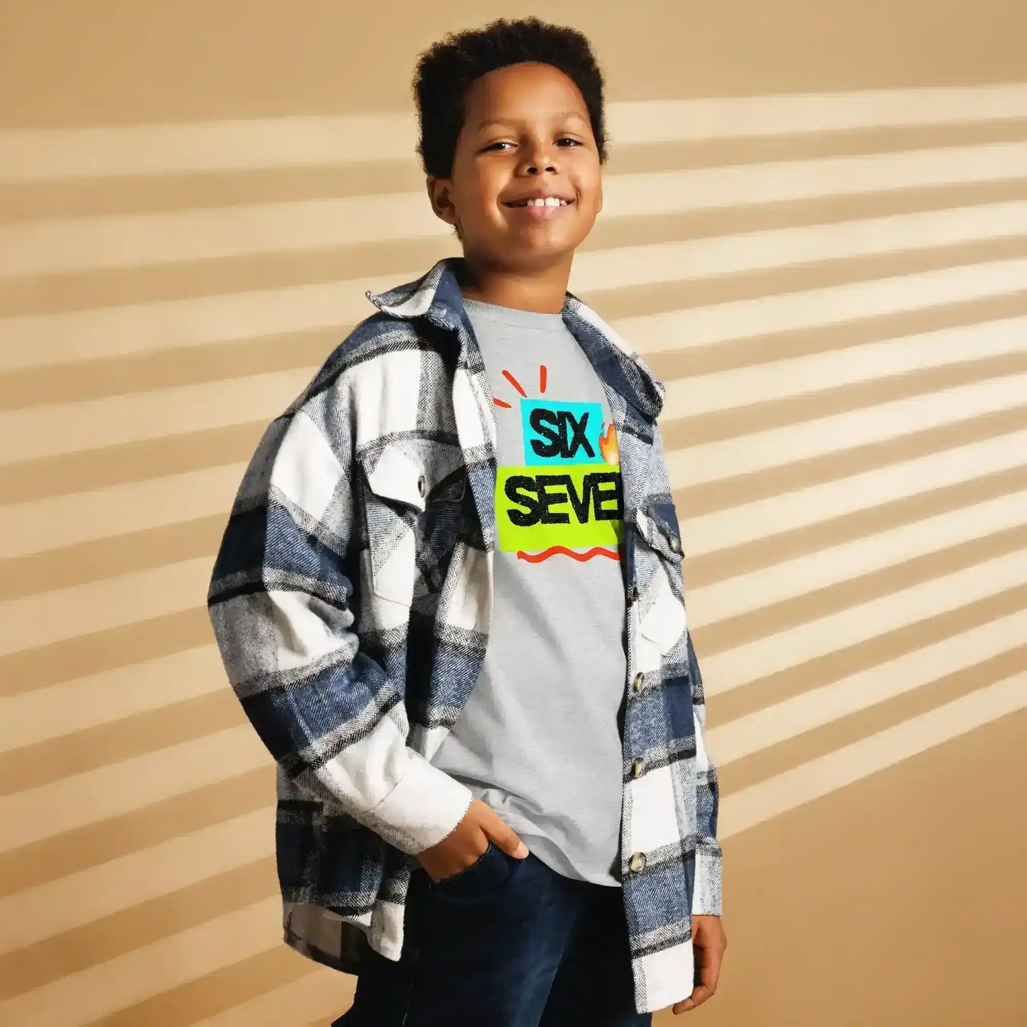 Six Seven Fire Meme Youth Tee - Internet Core Gen Z Slang - Cady Creations