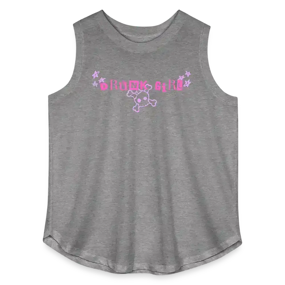 The Drunk Girl Something Corporate Inspired Curvy Relaxed Tank Top - granite heather