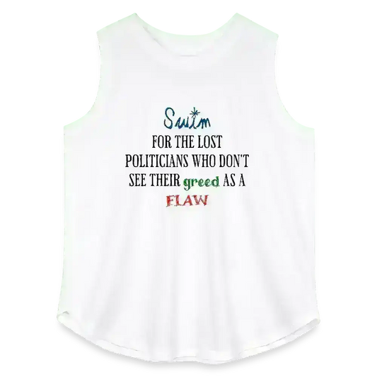 "Swim For The Lost Politicians Who Don't See Their Greed As A Flaw" - Jack's Mannequin Swim Lyric Inspired Curvy Relaxed Tank Top - Cady Creations