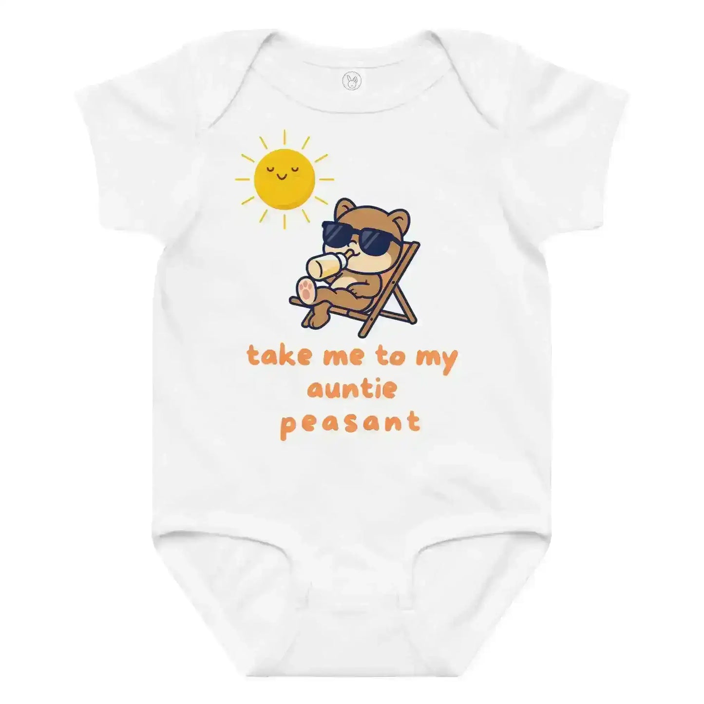 Take Me To My Auntie Peasant Cool Bear Baby Onesie - Cady Creations