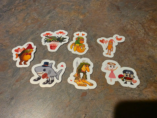Valentine Brainrot Sticker Pack (7 Mini Stickers) - Cady Creations