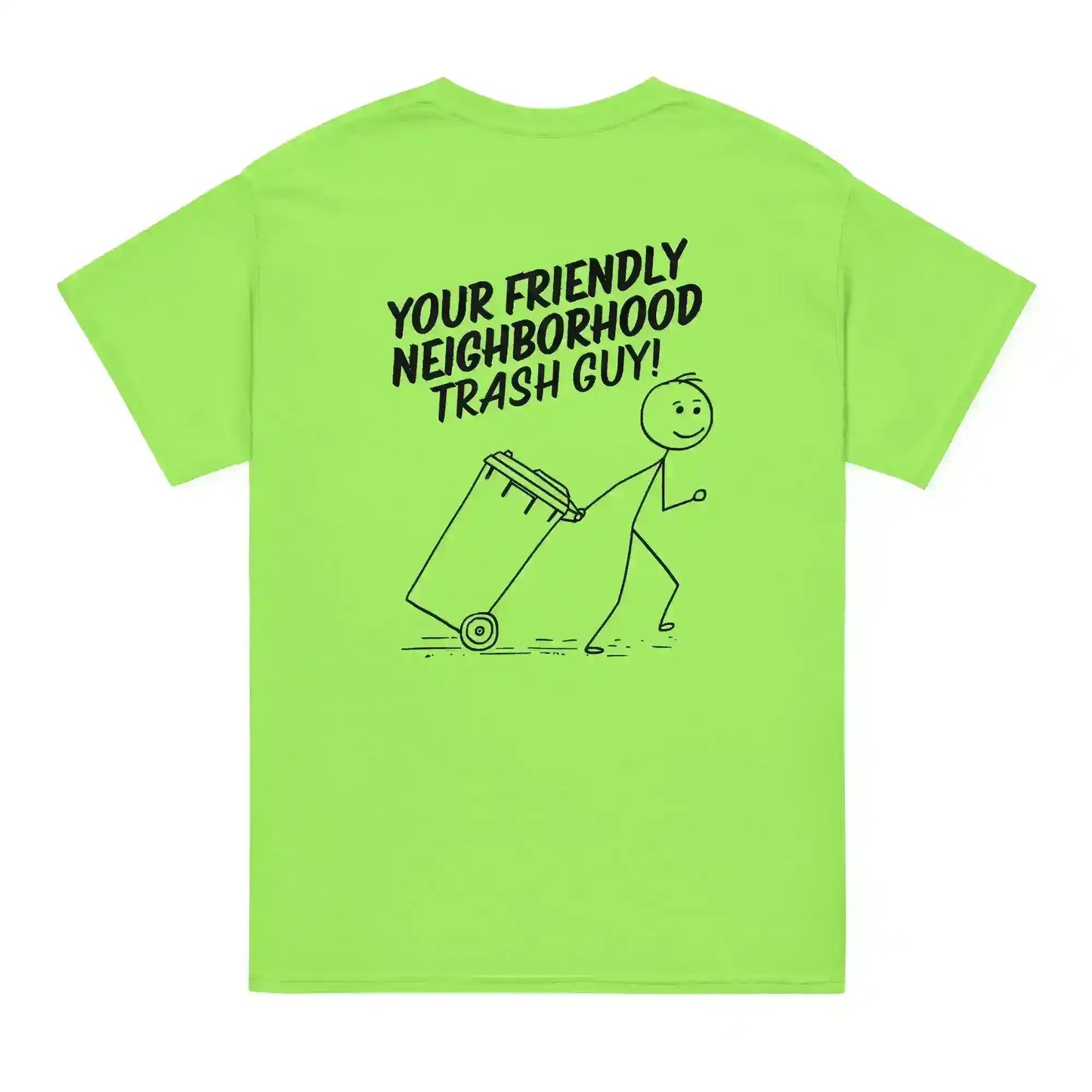 Waste Transfer Technician Tee – Funny Trash Guy Safety Green Shirt (Front & Back Print) - Cady Creations