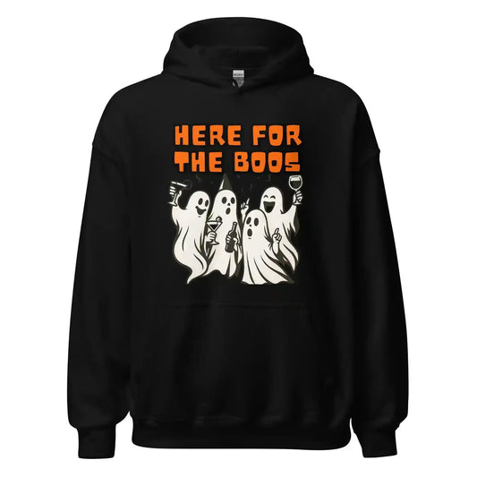 Here For The Boos Pullover Hoodie - Halloween Drinking Humor - Cady Creations
