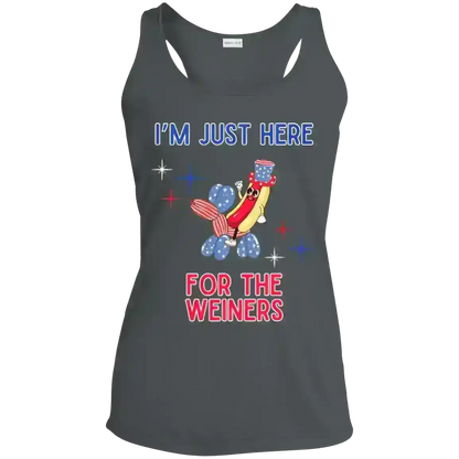 I'm Just Here For The Weiners Patriotic BBQ Humor Racerback Tank - Cady Creations