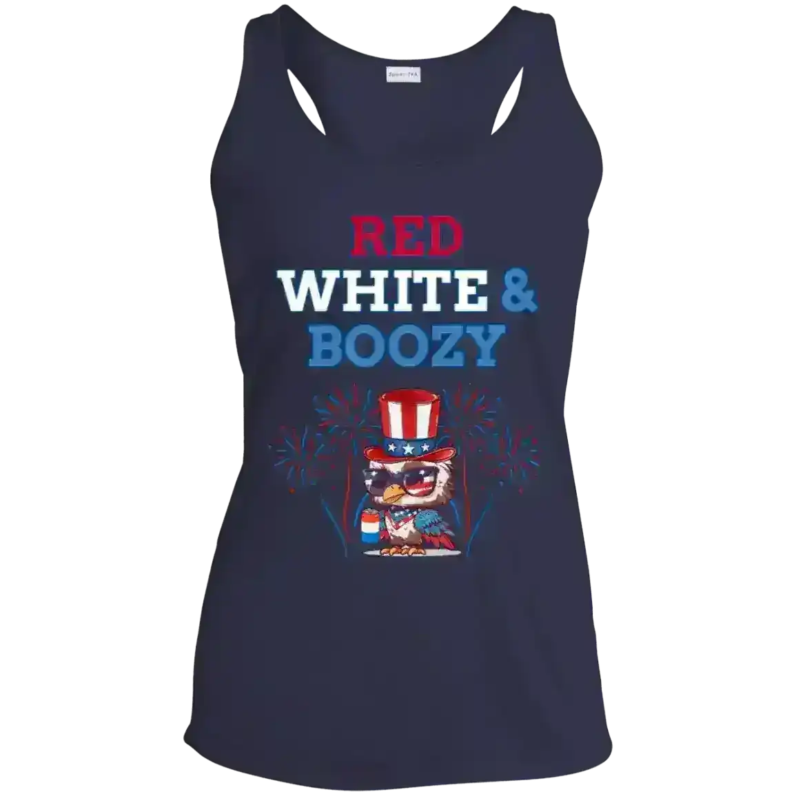 Red White & Boozy Patriotic July 4th Racerback Tank - Cady Creations