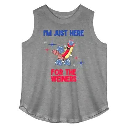 I'm Just Here For The Weiners Patriotic BBQ Humor Curvy Relaxed Tank - Cady Creations