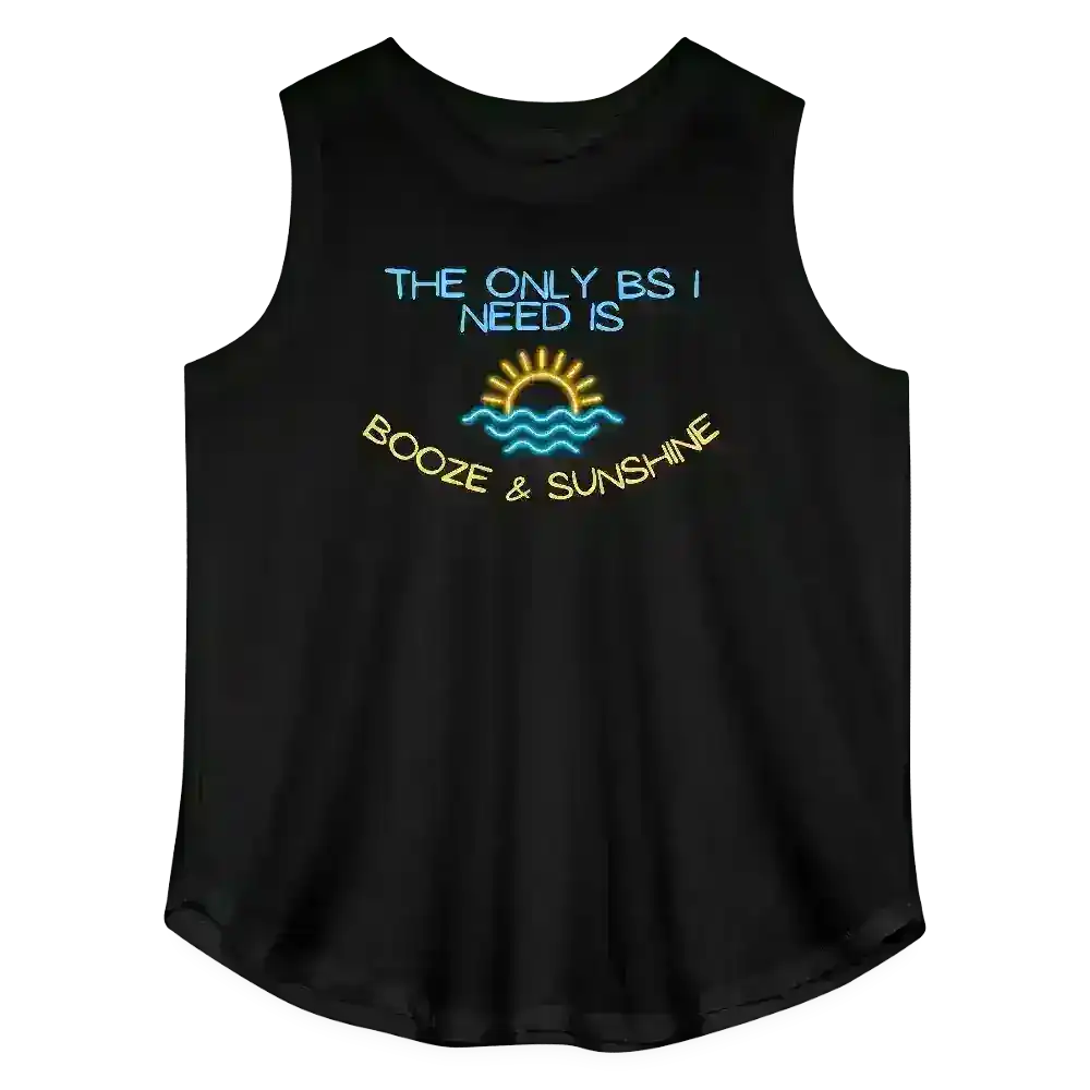 The Only BS I Need Is Booze & Sunshine Summer Drinking Humor Women's Curvy Relaxed Tank Top - Cady Creations