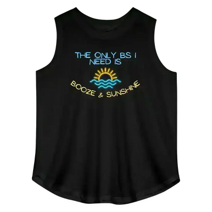 The Only BS I Need Is Booze & Sunshine Summer Drinking Humor Women's Curvy Relaxed Tank Top - Cady Creations