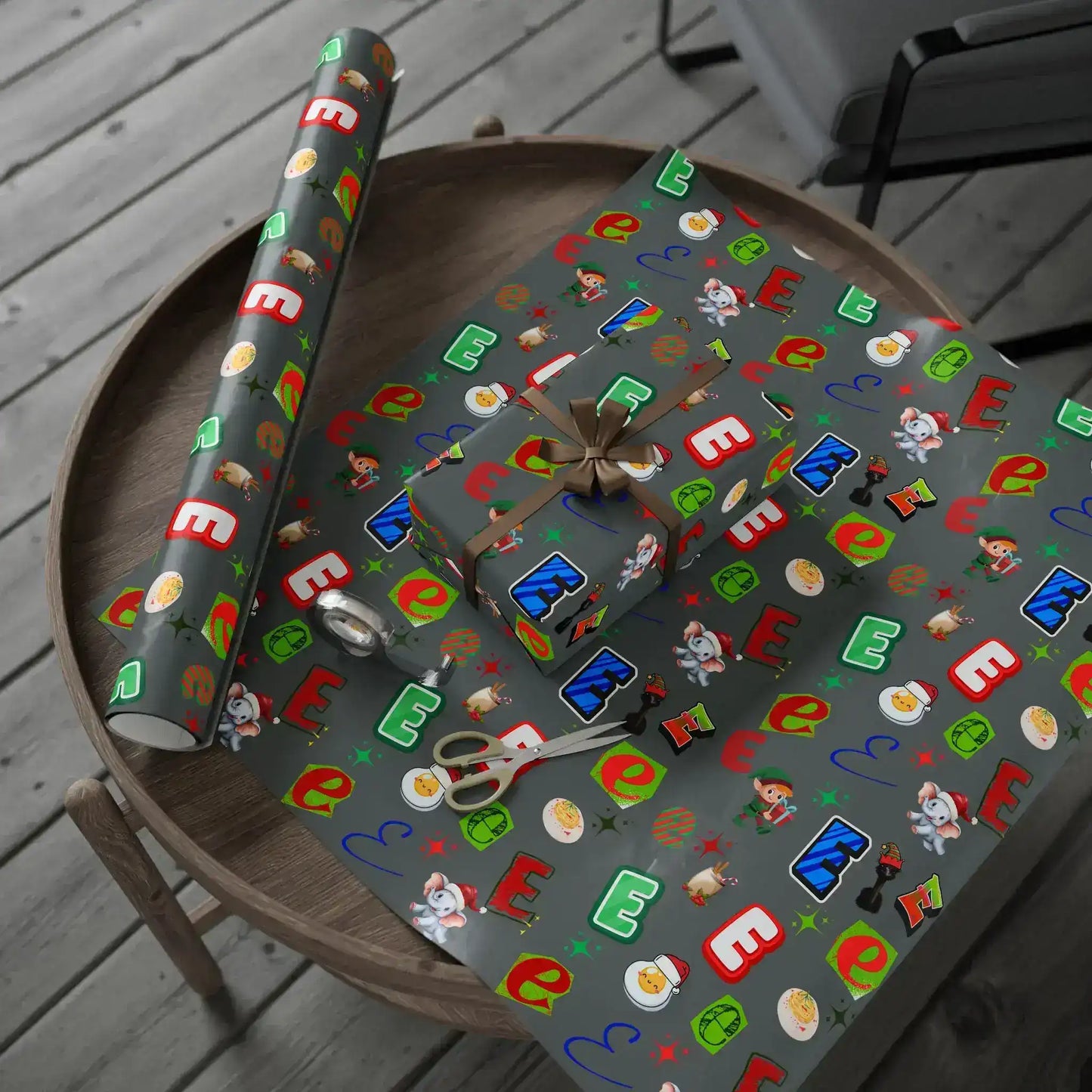 "E" Christmas Wrapping Paper – Alphabet Gift Swap Collection