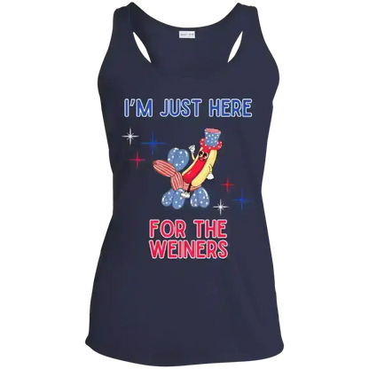 I'm Just Here For The Weiners Patriotic BBQ Humor Racerback Tank - Cady Creations