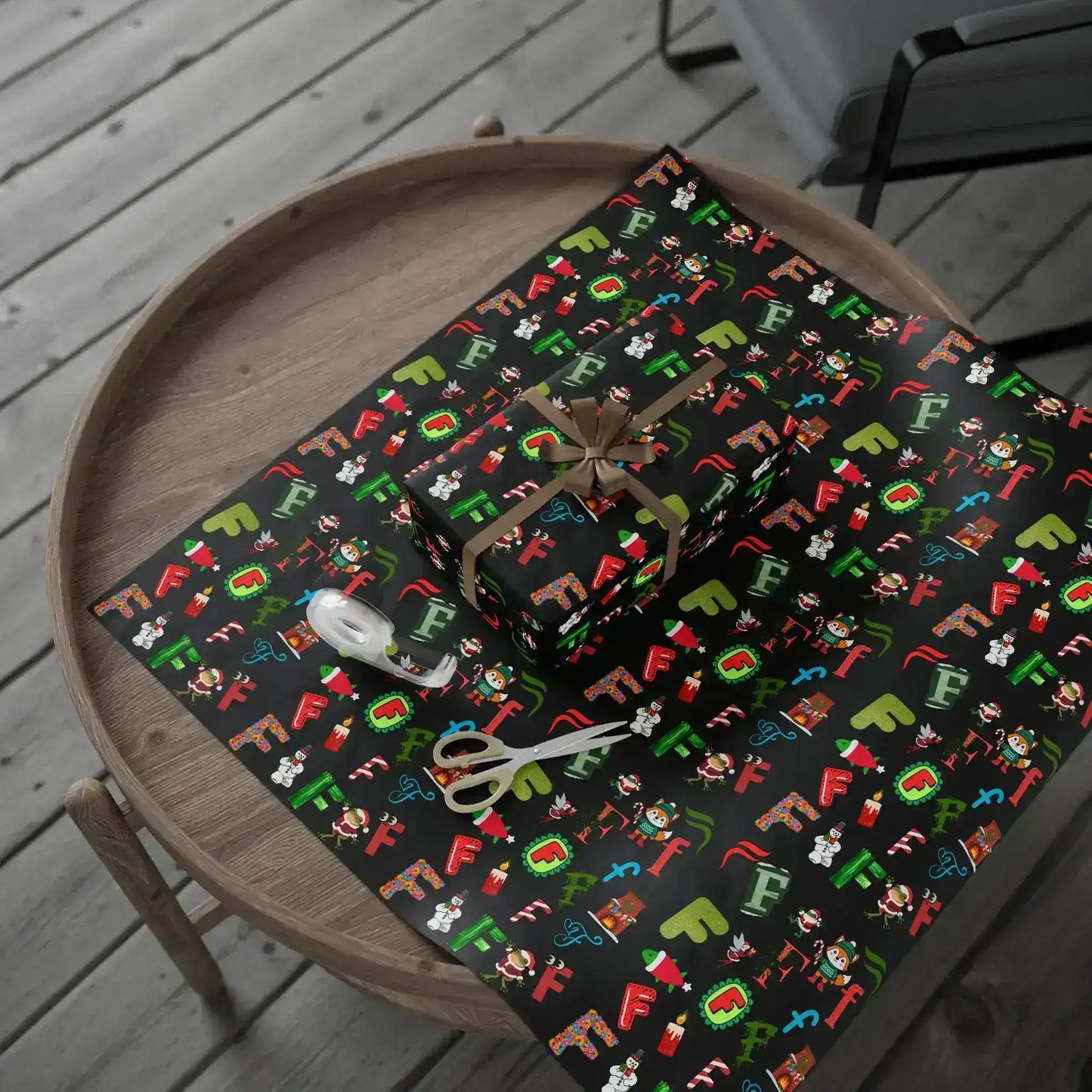 "F" Christmas Wrapping Paper – Alphabet Gift Swap Collection