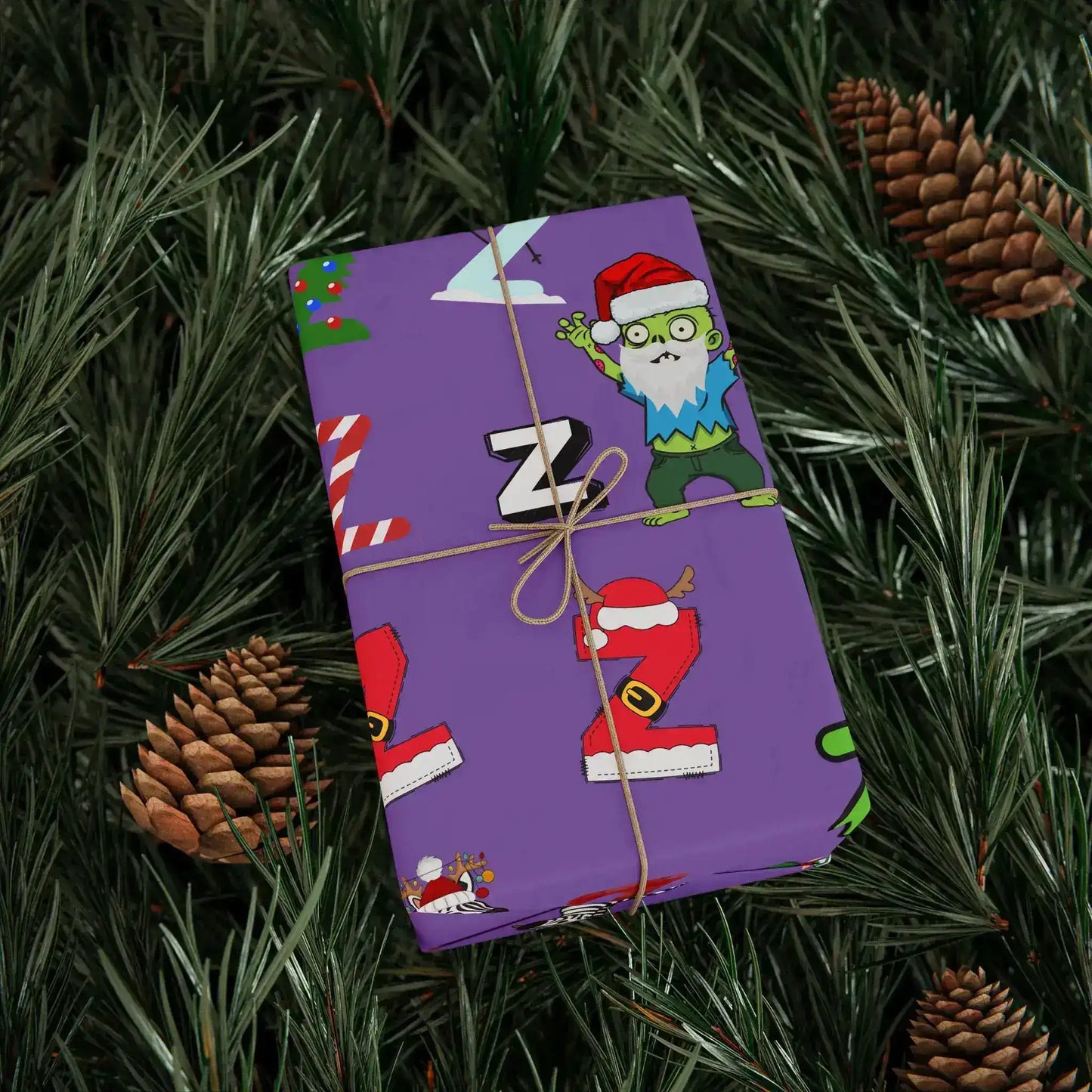"Z" Zombie Santa Christmas Wrapping Paper – Alphabet Gift Swap Collection