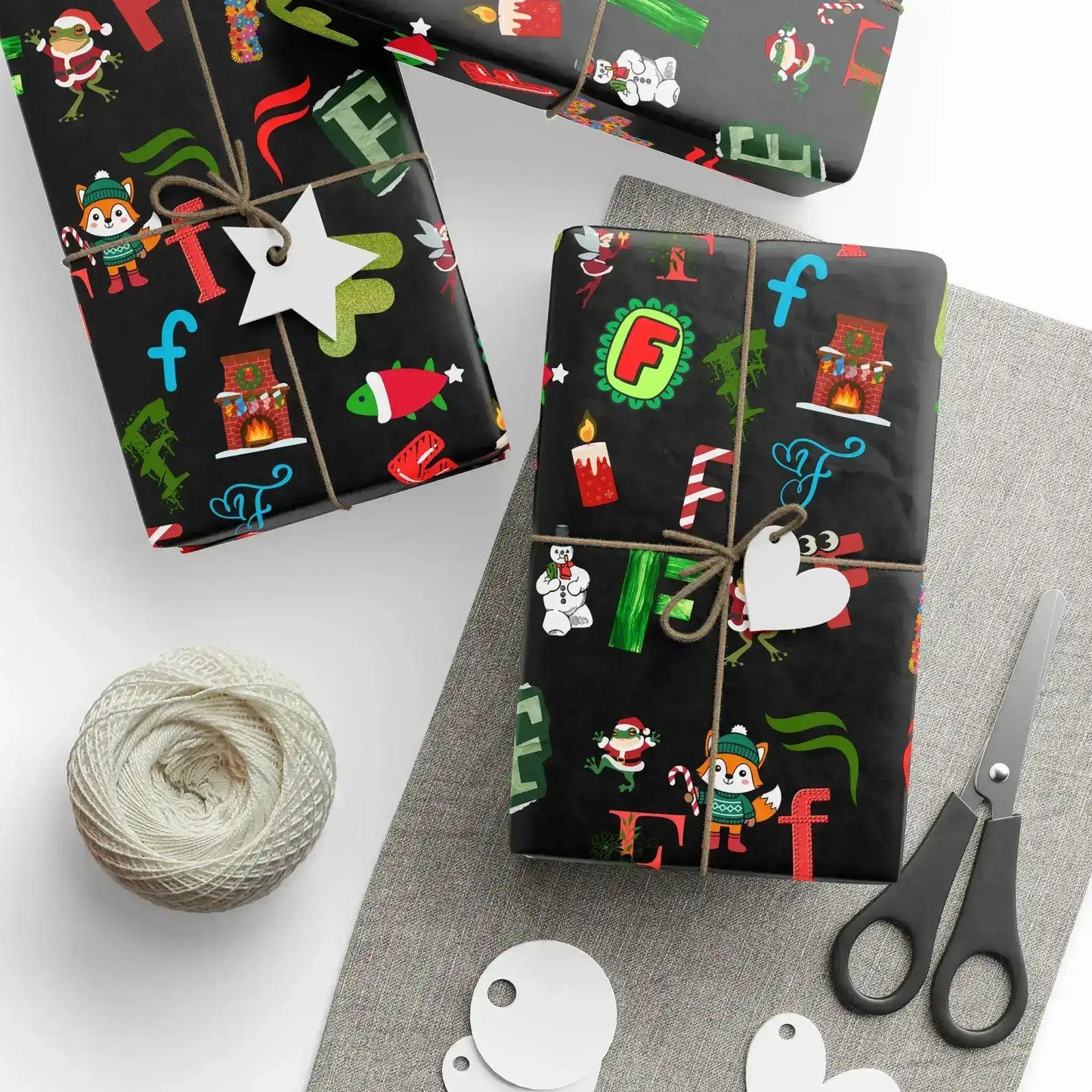 "F" Christmas Wrapping Paper – Alphabet Gift Swap Collection