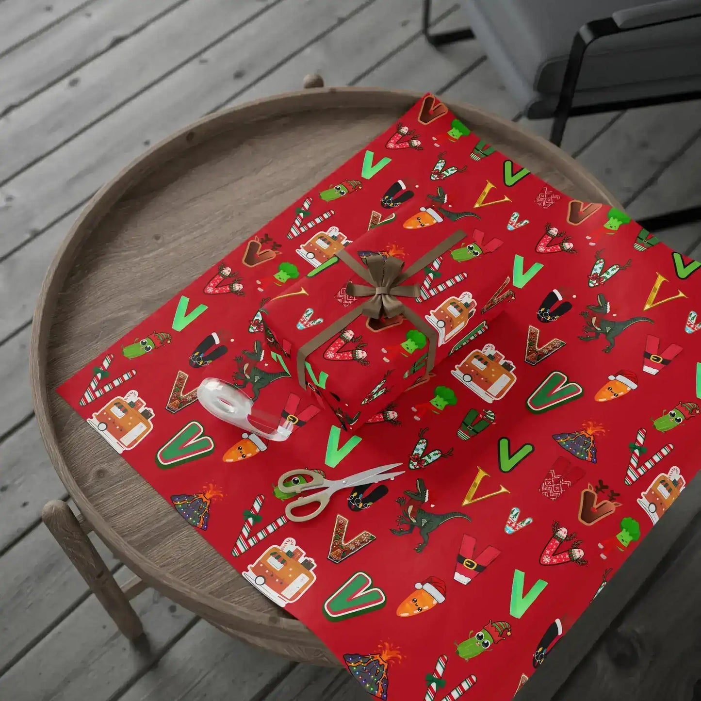 "V" Christmas Wrapping Paper – Alphabet Gift Swap Collection