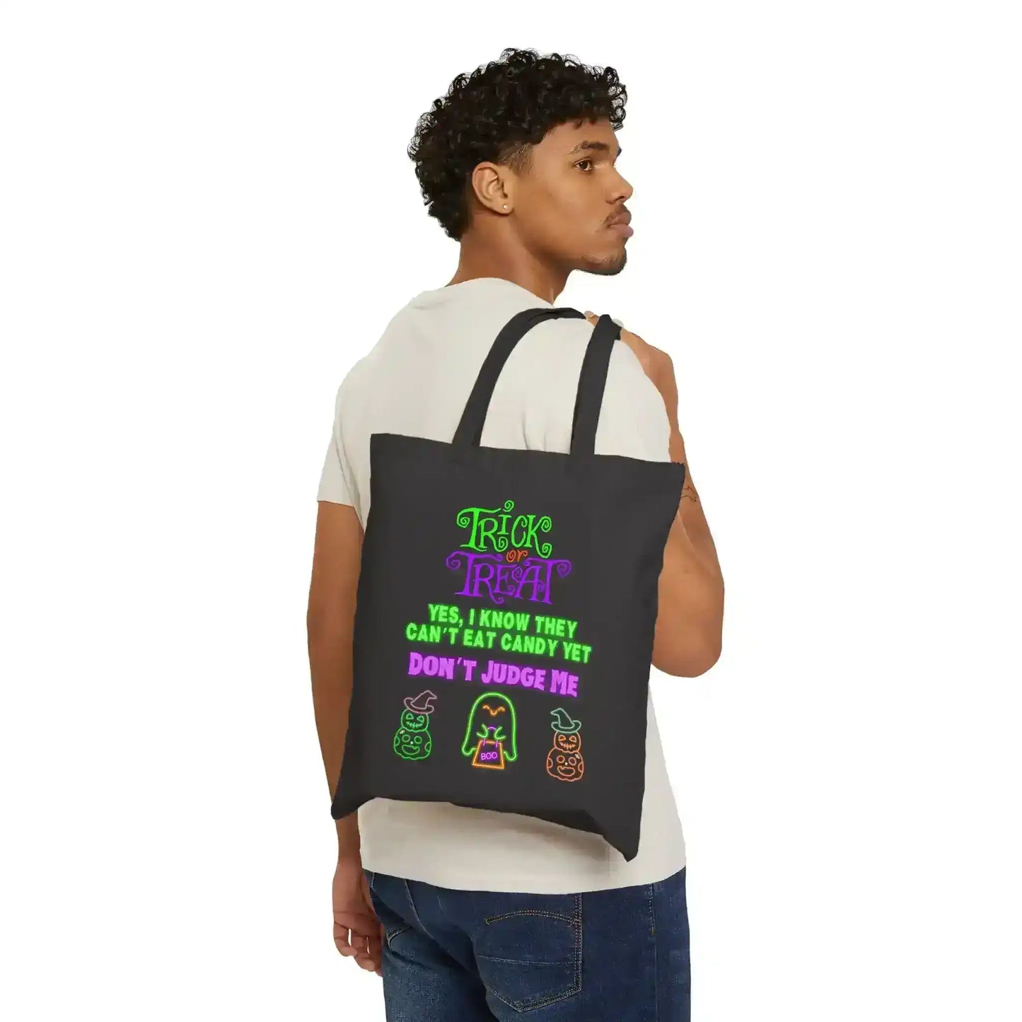 Don’t Judge Me – Funny Trick-or-Treat Tote for Parents | Neon Halloween Candy Bag - Cady Creations