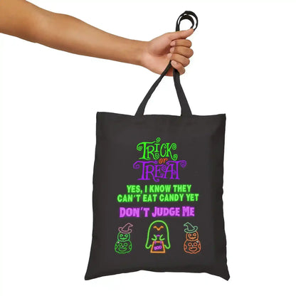 Don’t Judge Me – Funny Trick-or-Treat Tote for Parents | Neon Halloween Candy Bag - Cady Creations