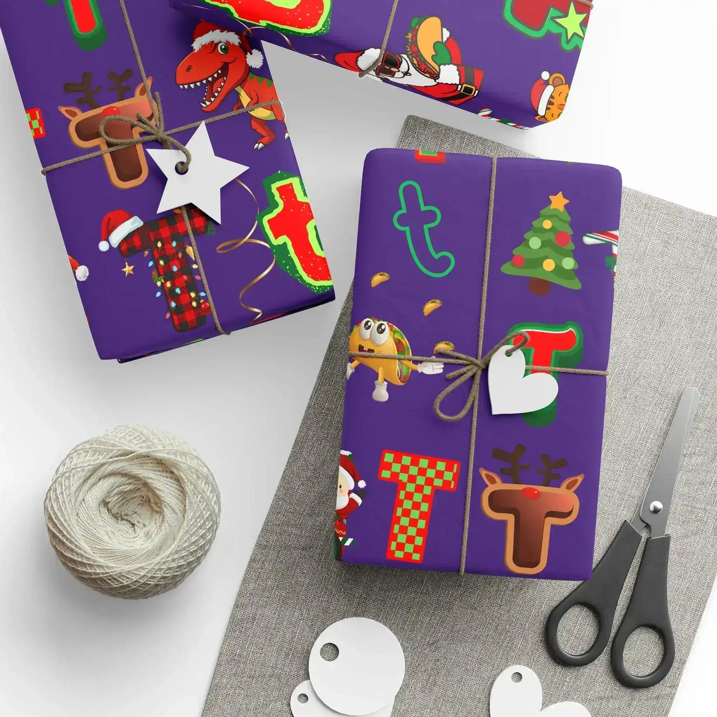 "T" Christmas Wrapping Paper – Alphabet Gift Swap Collection