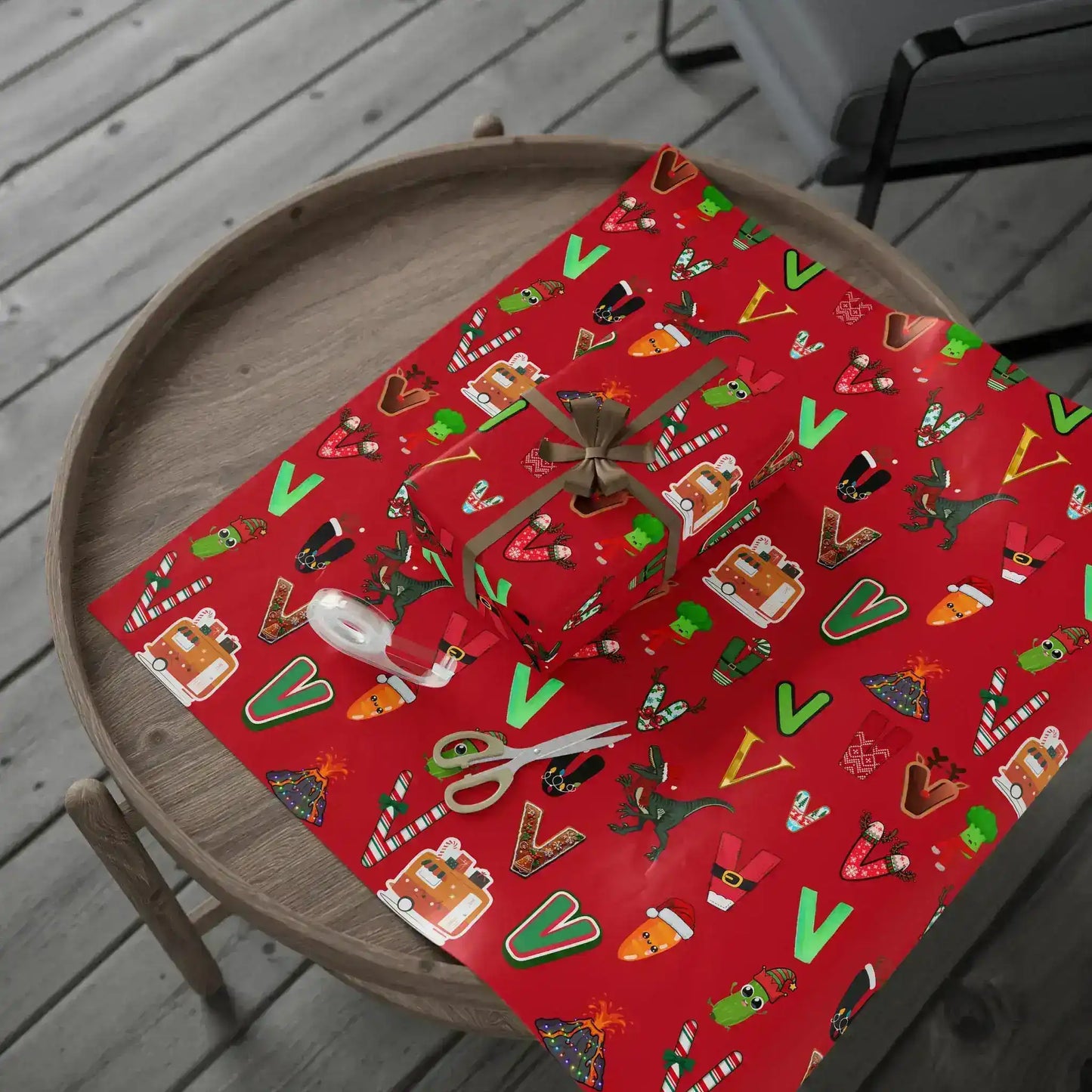 "V" Christmas Wrapping Paper – Alphabet Gift Swap Collection