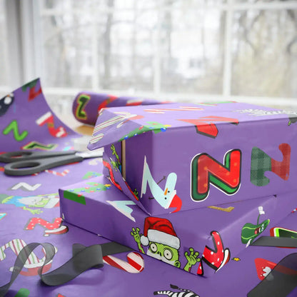 "Z" Zombie Santa Christmas Wrapping Paper – Alphabet Gift Swap Collection