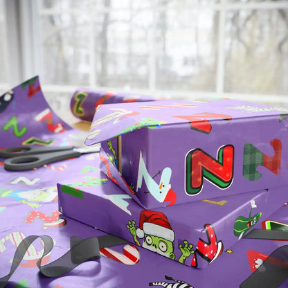 "Z" Zombie Santa Christmas Wrapping Paper – Alphabet Gift Swap Collection