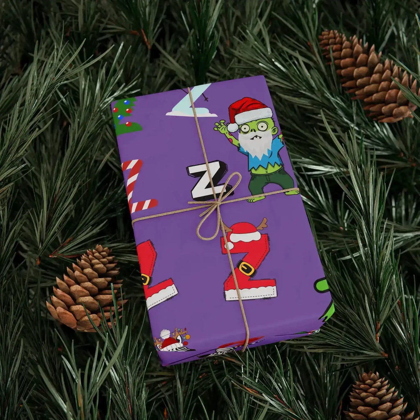 "Z" Zombie Santa Christmas Wrapping Paper – Alphabet Gift Swap Collection