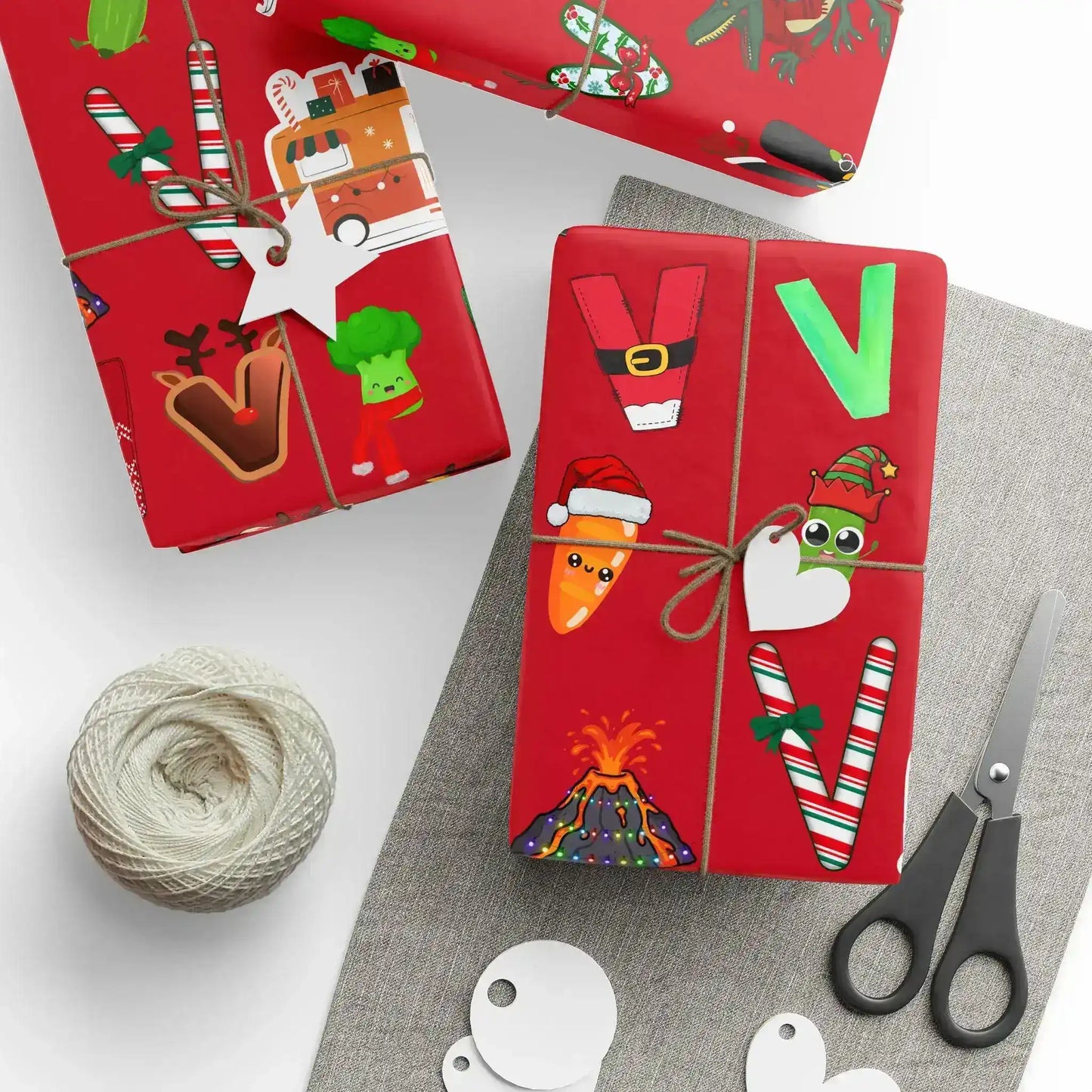 "V" Christmas Wrapping Paper – Alphabet Gift Swap Collection