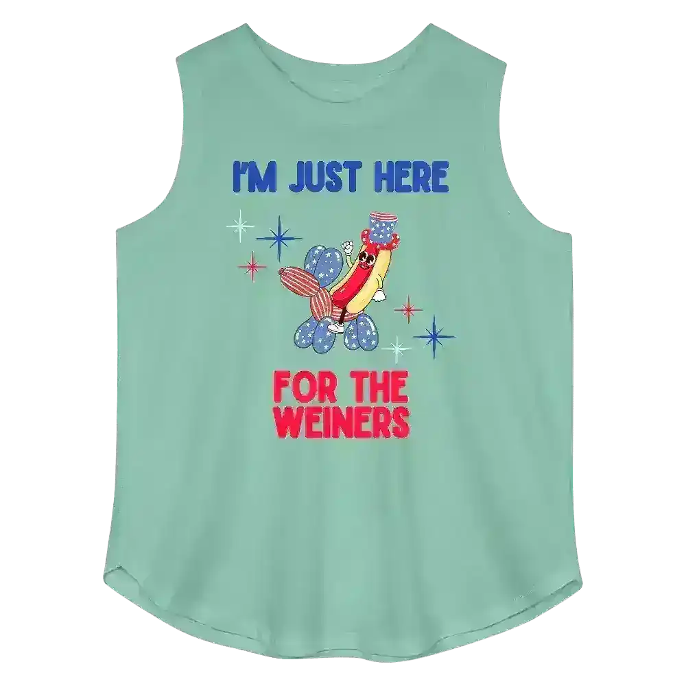 I'm Just Here For The Weiners Patriotic BBQ Humor Curvy Relaxed Tank - Cady Creations