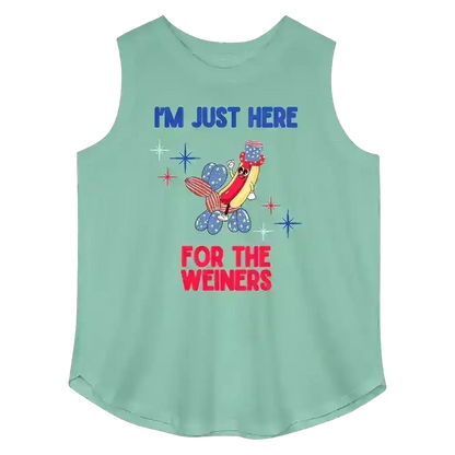 I'm Just Here For The Weiners Patriotic BBQ Humor Curvy Relaxed Tank - Cady Creations