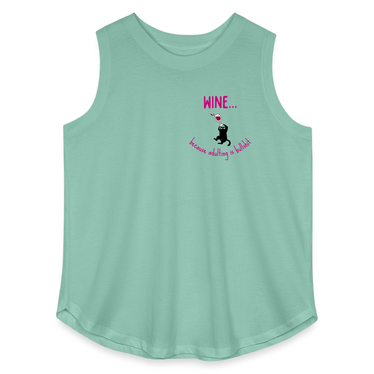 Wine Because Adulting Is Bullshit - Women's Curvy Tank - saltwater
