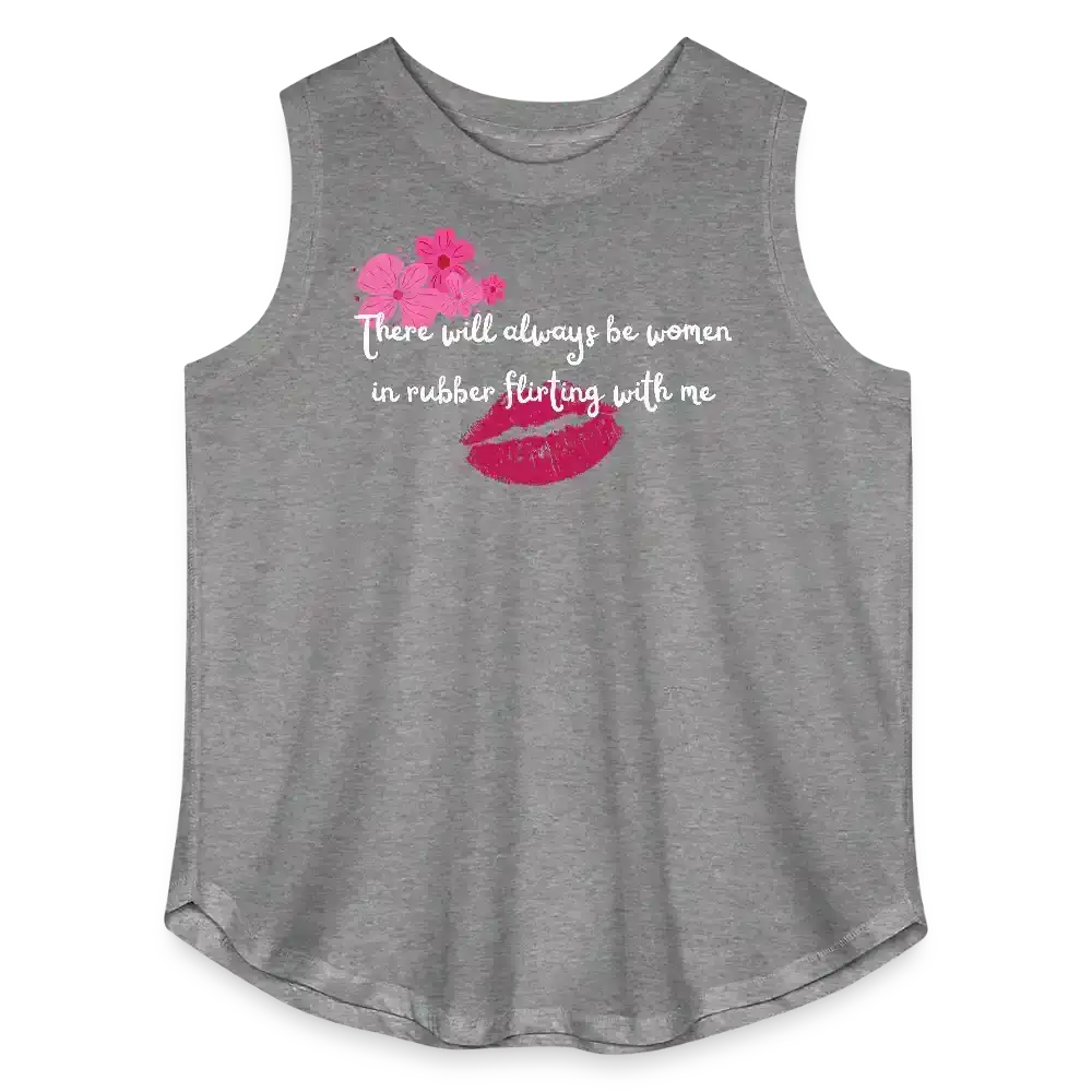 Women In Rubber Flirting Rent Inspired Curvy Relaxed Tank Top - granite heather 